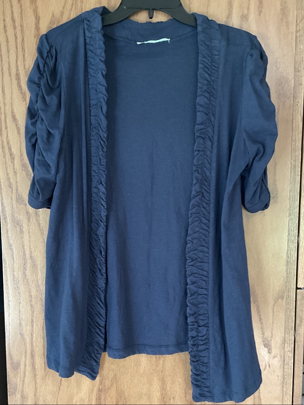 Maurices Navy Ruffle-Trim Open Cardigan